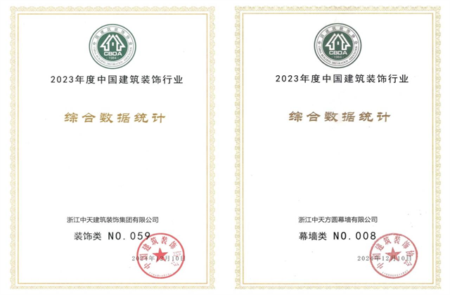 AG旗舰厅装饰集团位列2023年度中国建筑装饰企业百强59位、幕墙百强第8位